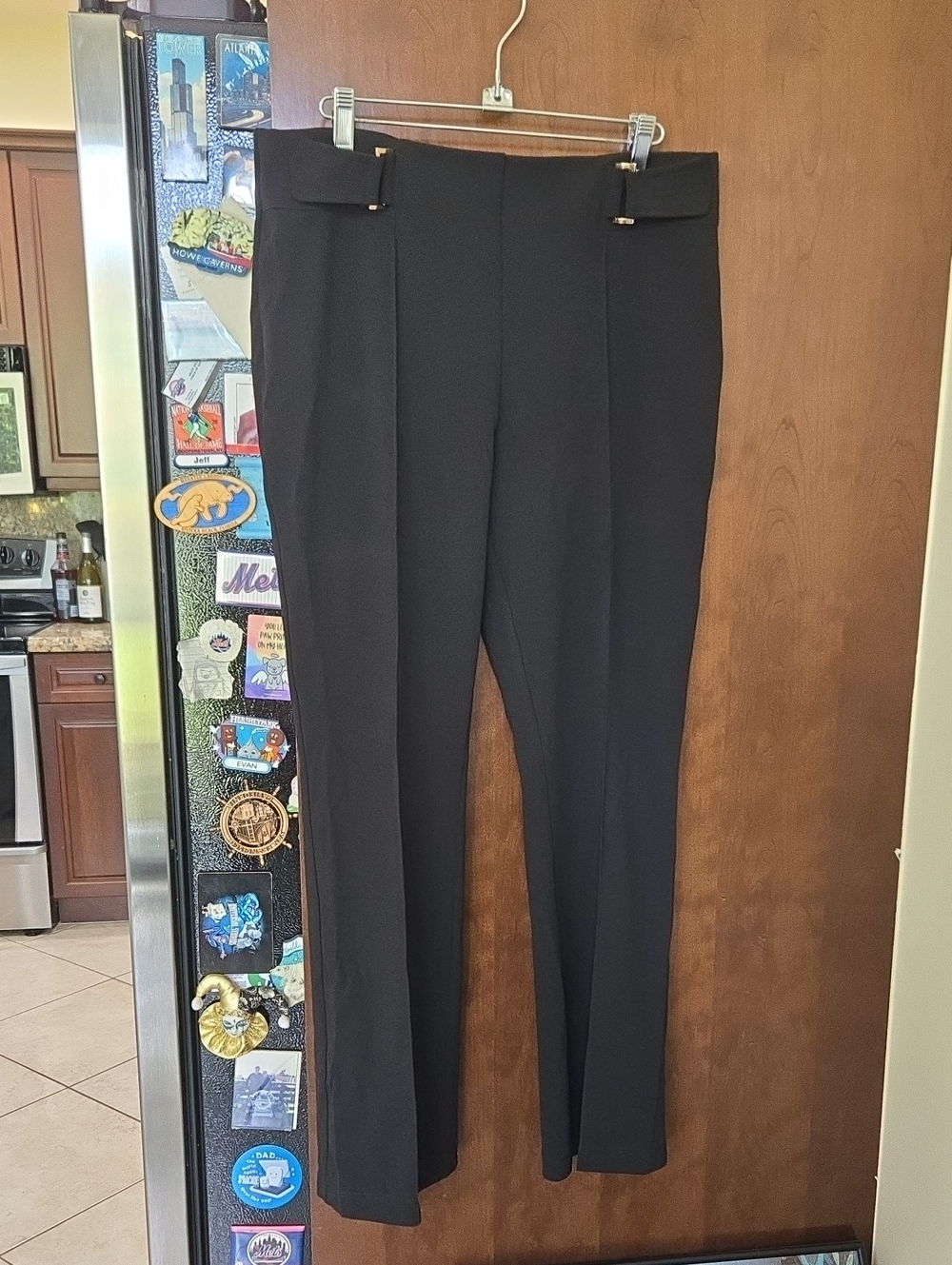 High-Rise Black Straight-Leg Dress Pants